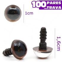 Olho para Amigurumi Círculo Nº 10 Castanho - 100 Pares com Trava Olho para Amigurumi Círculo Nº 10 Castanho - 100 Pares com Trava