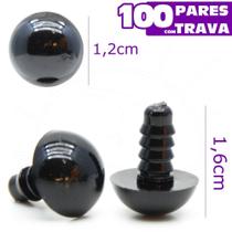 Olho para Amigurumi Círculo Nº 12 Preto - 100 Pares com Trava