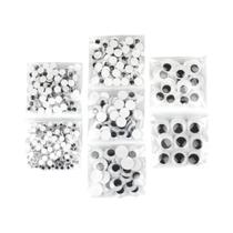 Olhos Móveis para Artesanato DIY - 100 Peças Autoadesivas (Preto e Branco)