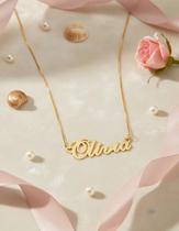 Olívia colar de nome folheado a ouro 18k
