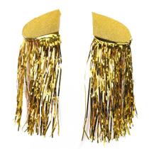 Ombreira Dourada com Fitas Curtas e Brilhantes para Fantasia de Adulto 32cm
