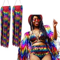 Ombreiras Para Carnaval Em Glitter Com Franjas Coloridas