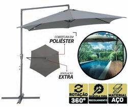 Ombrellone de Piscina, Deck, Varanda Sombreiro Suspenso 3M Gira 360 Modelo Luxo c/ Manivela e Cobertura em Poliester