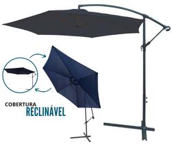 Ombrellone Guarda Sol Grande Suspenso 3 Metros Importway Azul Sombreiro Luxo com Capa Ombrellone Guarda Sol Grande Suspenso 3 Metros Importway Azul Sombreiro Luxo com Capa