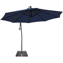 Ombrellone Lateral Suspenso para Praia 3M Azul em Alumínio com Base 60L 4 Peças Preto CASA LYS