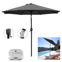 Ombrelone 3 metros Com Base Branca Manivela Articulado Maresias Para Piscina Cinza - AMZ