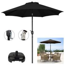 Ombrelone 3 metros Com Base Manivela Articulado Maresias Para Piscina Preto - AMZ