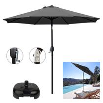 Ombrelone 3 metros Com Base Preta Articulado De Manivela Maresias Para Piscina - AMZ