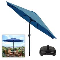 Ombrelone 3 metros para piscina Com Base Plástica Preta de Manivela Articulado Maresias Azul - AMZ