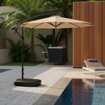Ombrelone 3 metros para piscina Lateral Suspenso Kauai Bege Com Base Plástica 55L - AMZ Ombrelone 3 metros para piscina Lateral Suspenso Kauai Bege Com Base Plástica 55L - AMZ