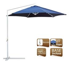 Ombrelone Aço 3m Guarda Sol Com Base Manivela Malibu Azul - Mor