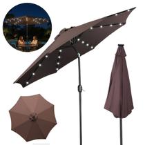 Ombrelone Base Central Articulado Redondo 2,7m Terracota Alumínio Led Piscina Importway Iwobcal-270