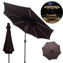 Ombrelone Base Central Redondo 2,7m Alumínio com Led 8 Varetas Piscina Terracota Importway Iwobcl