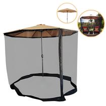 Ombrelone Base Central Redondo 3m com Tela Mosqueteiro Praia Jardim Bege Importway Iwobctm-300