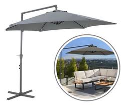 Ombrelone Bel Veneza Guarda Sol Suspenso Cinza 3m Com Base em Cruz p/ Apoio de Contrapeso