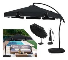 Ombrelone Búzios Bel Preto 3m Alumínio + Base Com Rodinhas