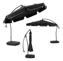 Ombrelone Búzios Preto 3 Metros Giratório 360 Com Base Bel