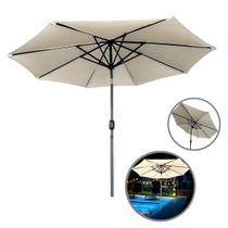 Ombrelone Central Articulado de Alumínio 2,70m Led Nas Varetas Manivela Branco Off White - Importway