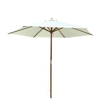 Ombrelone Central de Madeira 2,40 metros Redondo Branco Guarda Sol Piscina Importway Iwobcm-240 Br