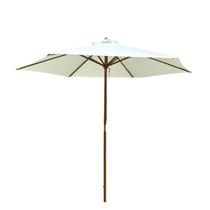 Ombrelone Central de Madeira 3,00 metros Redondo Guarda Sol Piscina Praia Jardim Grande Importway