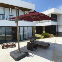 Ombrelone com Base 120L 3x3m Vinho Sofisticado Para Piscina e Hotel