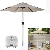 Ombrelone Com Base Plástica para Piscina 2,5m de Manivela Articulado Ipanema Bege - AMZ Ombrelone Com Base Plástica para Piscina 2,5m de Manivela Articulado Ipanema Bege - AMZ