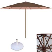Ombrelone Guarda Sol 2,40 Metros de Madeira com Base