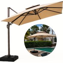 Ombrelone Guarda-Sol Articulado Roman 3x3 Alumínio com Base 100L Revomax Ombrelone Guarda-Sol Articulado Roman 3x3 Alumínio com Base 100L Revomax