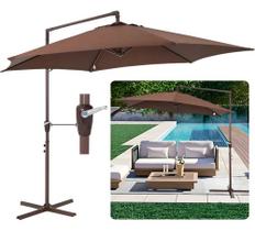 Ombrelone Guarda Sol Bel Veneza 3 Metros Marrom c/ Acionamento Manivela + Base Cruz p/ Piscina, Varanda e Jardim Ombrelone Guarda Sol Bel Veneza 3 Metros Marrom c/ Acionamento Manivela + Base Cruz p/ Piscina, Varanda e Jardim