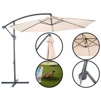 Ombrelone Guarda Sol de Praia Jardim Sombreiro Articulado 3 Metros Diâmetro + 2 Contra Peso Cinza