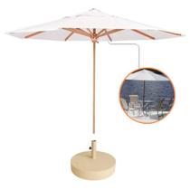 Ombrelone Guarda Sol Grande 3,00m Madeira com Base de Concreto 40kg para Piscina e Praia Ombrelone Guarda Sol Grande 3,00m Madeira com Base de Concreto 40kg para Piscina e Praia