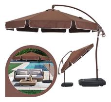 Ombrelone Guarda Sol Lateral de Luxo Bel Buzios Marrom 3 Metros Acabamento Premium De Piscina, Jardim, Varanda, Pubs,,,