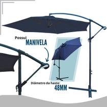 Ombrelone Guarda Sol lateral Grande De Piscina e Jardim Reclinavel IMPORTWAY Azul com Capa Nao é BEL, MOR, REVOMAX