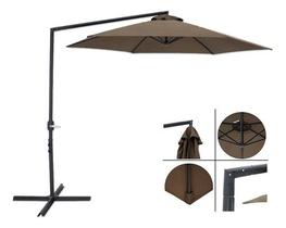 Ombrelone Guarda Sol Luxo Lateral De Piscina E Jardim 3 Metros Bel Veneza Marrom com Base em X de Apoio de Contrapeso