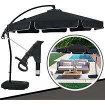 Ombrelone Guarda Sol Luxo Suspenso Bel Búzios 3 Metros Reclinável com Suporte de Luminária