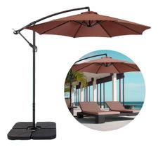 Ombrelone Guarda Sol Praia Jardim Lateral 3m Marrom Com Base Ombrelone Guarda Sol Praia Jardim Lateral 3m Marrom Com Base