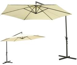 Ombrelone Lateral 3 Metros Guarda Sol Suspenso de Luxo em Poliester com Base em X para Piscinas, Hoteis, Resorts, Decks, Jardim...