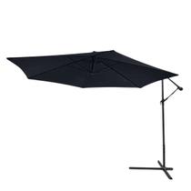 Ombrelone Lateral Articulado Alumínio 3,5m Preto Grande Piscina com Base Importway Iwobl-350 Pt