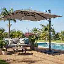 Ombrelone Lateral De Aluminio Articulavel 2,6x2,9x2,9m Taupe Ombrelone Lateral De Aluminio Articulavel 2,6x2,9x2,9m Taupe