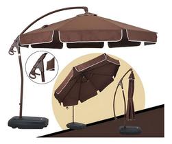 Ombrelone Lateral Em Aluminio Bel Bel Buzios Marrom Com Base