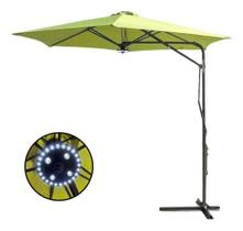 Ombrelone Lateral Led 2.7m Cobertura Poliester Base Verde Ombrelone Lateral Led 2.7m Cobertura Poliester Base Verde