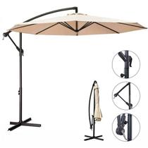 Ombrelone Lateral Suspenso 3m Guarda Sol Piscina Jardim Kauai Bege - AMZ