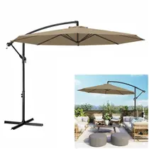 Ombrelone Lateral Suspenso 3m Guarda Sol Piscina Jardim Kauai Cinza Quente - AMZ