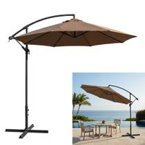 Ombrelone Lateral Suspenso 3m Guarda Sol Piscina Jardim Kauai Marrom - AMZ