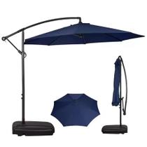 Ombrelone Lateral Suspenso 3m Kauai Azul Com Base Plástica 55L Jardim Piscina - AMZ