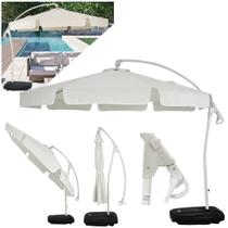 Ombrelone Suspenso 3 Metros Búzios Giratório 360 C/ Base Bel Cor Branco
