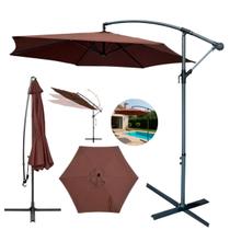Ombrelone Suspenso 3m Terra Cota com Manivela e Proteção UV Ideal para Jardim Piscina Varanda - Importway