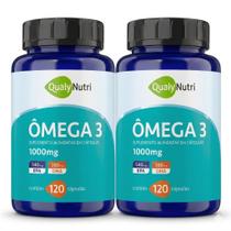 Ômega 3 1000mg kit 2x frascos 120 Cápsulas Tripla Fonte EPA 540mg DHA 360mg Óleo de Peixe Coração Cérebro