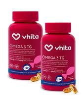 Ômega 3 1000mg TG - Importado e Rico EPA DHA Com Selo IFOS e Vitamina E de 120 cápsulas Vhita 2 unidades Ômega 3 1000mg TG - Importado e Rico EPA DHA Com Selo IFOS e Vitamina E de 120 cápsulas Vhita 2 unidades