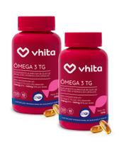 Ômega 3 1000mg TG - Importado e Rico EPA DHA Com Selo IFOS e Vitamina E de 120 cápsulas Vhita 2 unidades